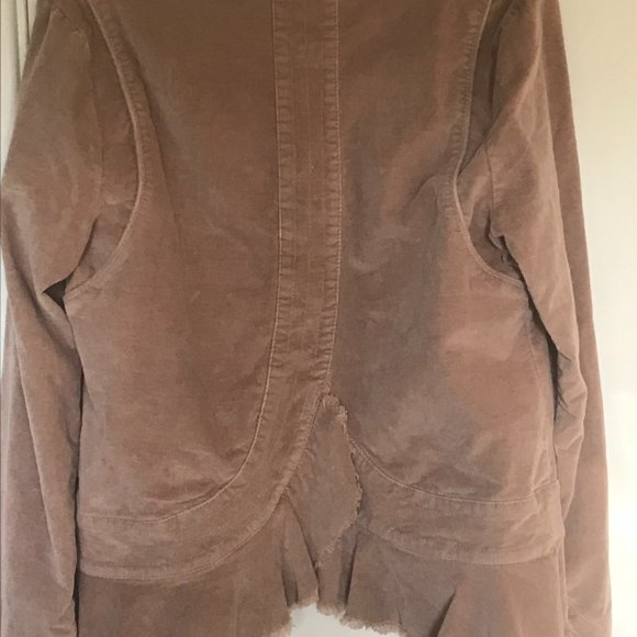 Free People Mauve Velvet Military Blazer with Ruffle Hem, Size M - Picture 2 of 9